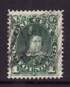 Newfoundland-Sc#44-used 1c deep green Edward, Prince of Wales-1887-Nfw230 -