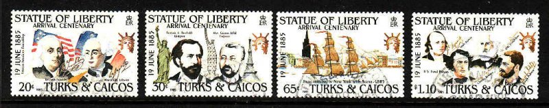 Turks & Caicos-SC#661-4-used set-1985-Statue of Liberty-