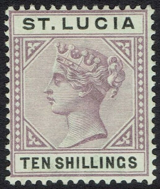 ST LUCIA 1891 QV KEY TYPE 10/- 