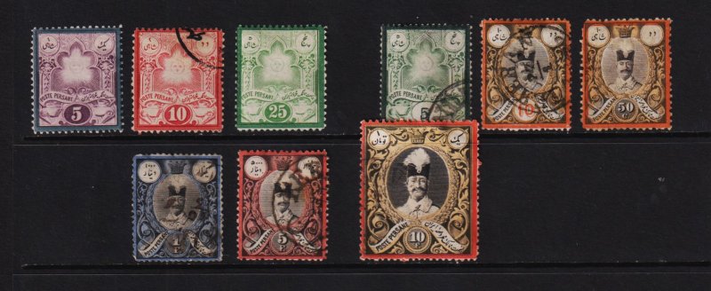 Iran - 9 stamps from 1882-84 - cat. $ 161.50