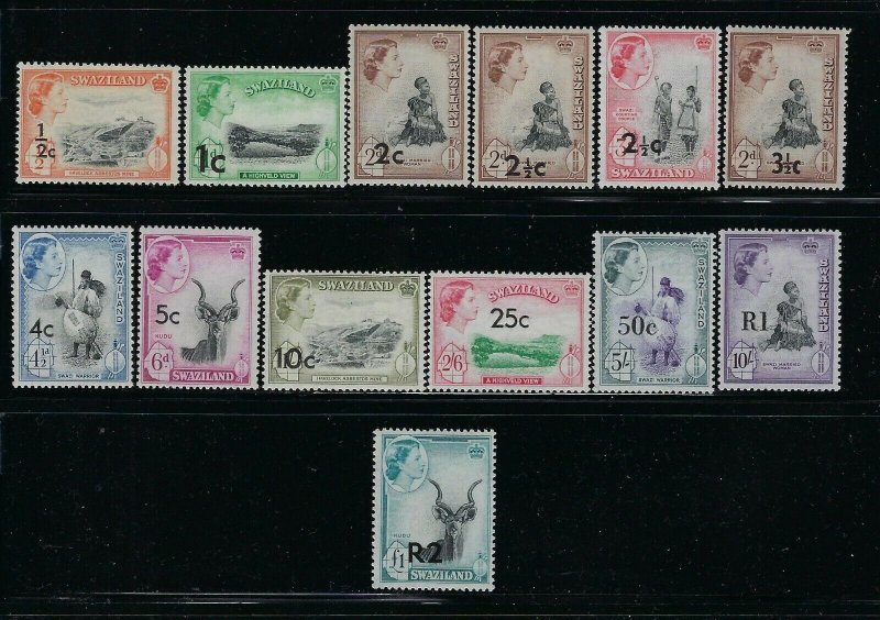 SWAZILAND SCOTT #67-79 1961 NEW VALUES SURCHARGES - MINT NEVER  HINGED