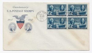 US 947 (Me-35) 3c Stamp Centenary blk 4 on FDC Grimsland Cachet ECV $19.00