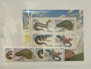 Souvenir Sheet Zambia Scott #308-311a nh