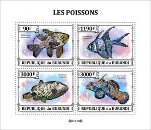 BURUNDI - 2023 - Fishes - Perf 4v Sheet - Mint Never Hinged