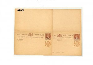 East India NABHA STATE Overprint QV Reply Postcards Matched Pair{2}{samwells}MM5