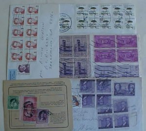 US  10 or MORE STAMPS ON EACH OF 4 SMALL COVERS & 1 FRONT ONLY FROM 1930's