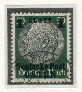 GERMANY; POLISH OCC. 1939 Hindenburg surcharged issue used 1Z. value