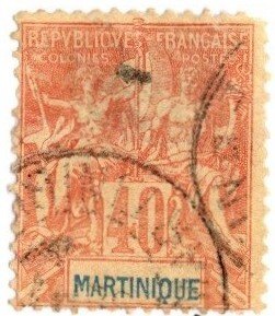 1892 French Martinique 5, 10, 40 Centimes  Peace & Commerce Issues Used