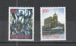 Faroe Islands  Scott#  293-294  MNH  (1995 Church of Mary Catholic Church