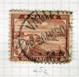 MALTA; 1904 early Ed VII issue fine used 1/4d. value