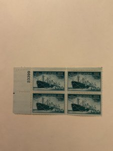 US Merchant Marine Plate Block, 1946, #939, MNH