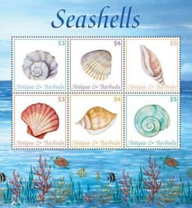 Antigua 2020 - Seashells - Marine Life - Sheet of 6 Stamps - Scott #3576 - MNH