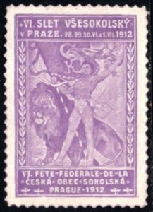 1912 Czechoslovakia Poster Stamp 6th National All-School Reunion In Prague