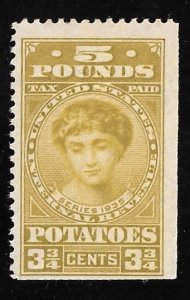 RI5 3 3/4 cent 1935 Silver Potato Tax Stamps Unused OG LH F-VF