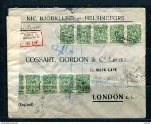 Finland Russia 1916 Registered Cover to London UK Censored 2 times 14231