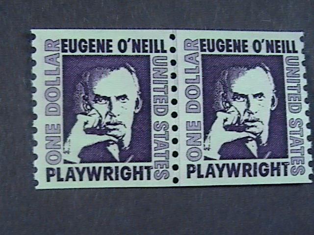 U.S.# 1305C-MINT/NH- COIL-JOINT LINE PAIR--EUGENE O'NEILL/PLAYWRIGHT1973