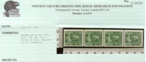 Canada #133 VF/NH Coil Strip Of Four **With Certificate**