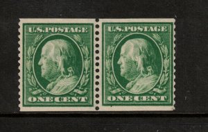 USA #387 Mint Fine+ Coil Pair Original Gum Hinged 