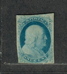 US Sc#9 M/VF, Regummed Over Tiny Thin, Cv. $240