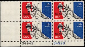 US #C87 18¢ STATUE OF LIBERTY MNH LL PLATE BLOCK #34942-34928 DURLAND $1.50