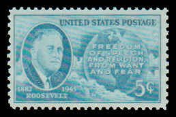 PCBstamps   US # 933 5c FDR & Globe,MNH, (7)