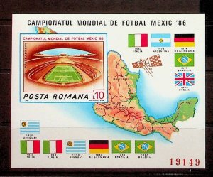 ROMANIA Sc 3372(NOTE) NH IMPERF SOUVENIR SHEET OF 1986 - SOCCER WORLD CUP