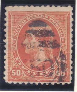 US 260 Used 1894 50¢ Orange Jefferson Unwatermarked Scv $140.00