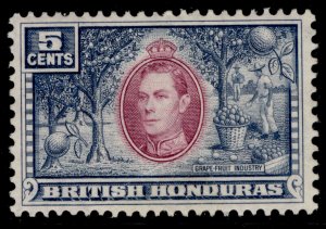 BRITISH HONDURAS GVI SG154, 5c mauve & dull blue, LH MINT.