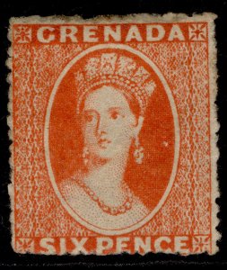 GRENADA QV SG17, 6d deep vermilion, M MINT. Cat £850. RPS CERT