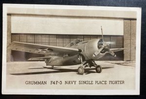 1944 US Naval Training Great Lakes IL RPPC Postcard Cover Grumman F4F-3 Navy Fig