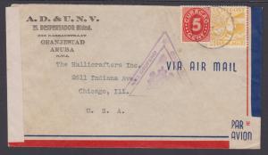 Netherlands Antilles Sc 131, C8 on 1942 Censored Cover, British Triangle Censor