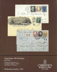 U.S. 1861-68 Stamps on Cover, Christie's Robson Lowe, New York, Oct. 7, 1987