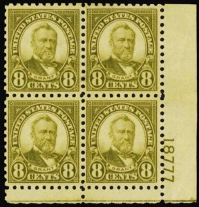 589, Mint H XF GEM Plate Block CV $300 * Stuart Katz