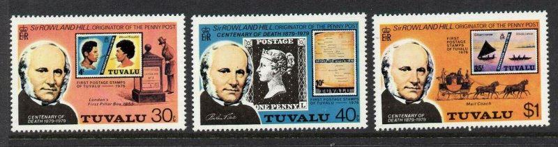 Tuvalu 122-4 MNH Rowland Hill, Stamp on Stamp