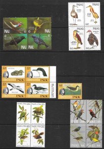 PALAU S/SHEET WITH 5 DIFFERENT SETS OF BIRDS MNH