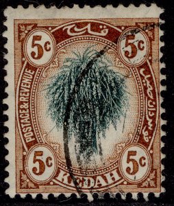 MALAYSIA - Kedah GV SG4, 5c green & chestnut, FINE USED.