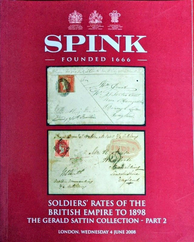 Auction Catalogue SOLDIERS' RATES BRITISH EMPIRE to 1898 Military Mail Sattin