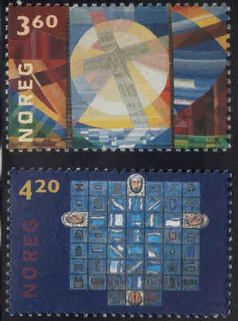 Norway Scott 1268-1269 MNH** Church Art Glass set 2000