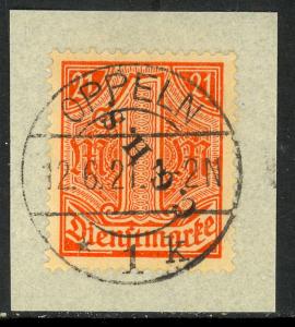 UPPER SILESIA 1920 1mk Prussia Official C.G.H.S. DIAGONALLY UPWARD INVERTED