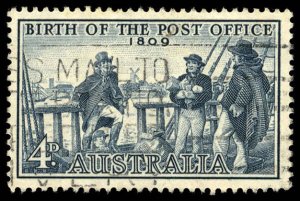 AUSTRALIA Sc 332 USED - 1959 4p -  Birth of Post Office - Postmaster I. Nichols