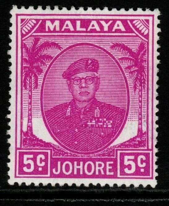 MALAYA JOHORE SG136a 1952 5c BRIGHT PURPLE MTD MINT