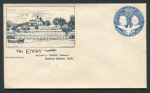 1893 The Emery - Benton Harbor, Michigan - Unused Postal Stationary U348 Fresh!