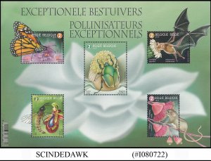 BELGIUM - 2019 EXCEPTIONAL POLLINATORS / BUTTERFLY INSECTS BATS BEES MIN/SHT MNH