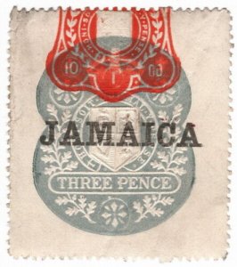 (I.B) Jamaica Revenue : Duty Stamp 3d (die J) 