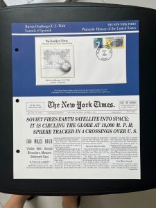 NY times Philatelic history of US panel: Russia Challenges US with sputnik