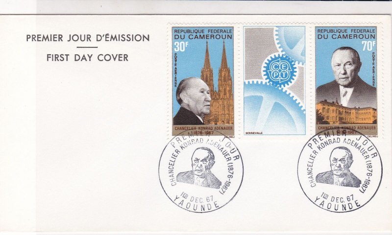 Cameroun 1967 Chancellor Konrad Adenauer Slogan Cancels+Stamps FDC Cover Rf29046 