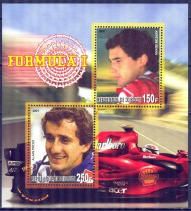 Djibouti 2007 Racing Cars Formula 1 A. Senna A. Prost Sheet MNH