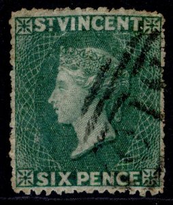 ST. VINCENT QV SG4, 6d deep-green, FINE USED. Cat £20.