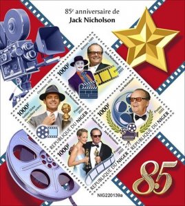 Niger - 2022 Actor Jack Nicholson Anniversary - 4 Stamp Sheet - NIG220139a