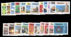 Zimbabwe #493-514 Cat$30.70, 1985 1c-$5, complete set, lightly hinged